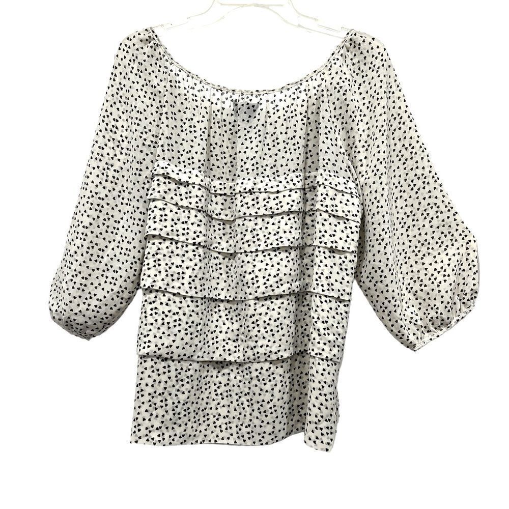 Max Edition heart ruffle print blouse size